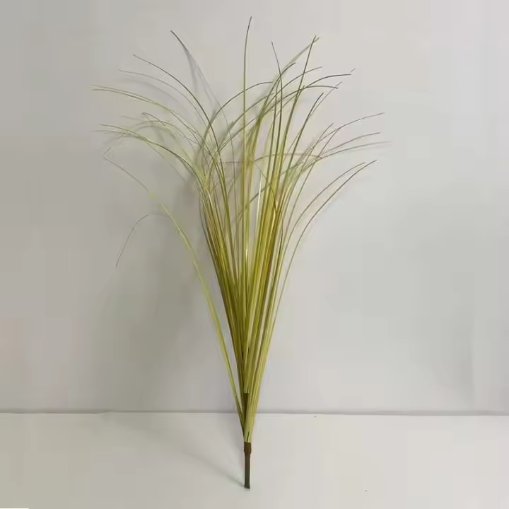 Hierba de caña artificial, cebollas falsas, plantas herbáceas verdes tropicales, manojos de hojas, hierba de PVC para bodas, jardines, exteriores - 1