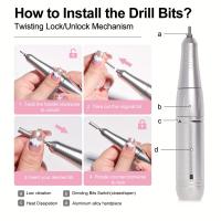 Máquina de manicura profesional portátil, inalámbrica, de 45000 RPM, en colores púrpura/rosa/blanco Aurora para pulir y eliminar la - details 4