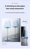 Juego de vasos rosas franceses, copa de cristal con boca incisa, fondo cóncavo, copa de vino y champán, color azul - details 18