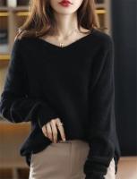 Suéter de punto de Cachemira y lana merina para mujer, camisa de manga larga con cuello en V, jersey, ropa de otoño, Top - details 4