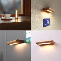 Aplique Solar Recargable Sin Cableado Sin Perforaciones, Luz De Entrada Ambiental Nocturna De Madera Maciza - details 1