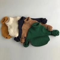 Suéteres de invierno para niños y niñas, jersey corto a cuadros liso, prendas de punto de cuello alto, ropa para niños - details 2