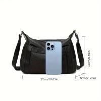 Bolso Cruzado de Cuero Genuino Minimalista Mango Ajustable, Gran Capacidad, Cierre de Cremallera, Elegante Accesorio para Uso Diario y Profesional - details 0