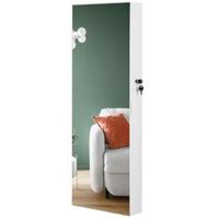 Armario Joyero de Pared, Armario de Joyas con Espejo, Organizador de Joyas para Ahorrar Espacio, Superficie Blanca y Forro Negro JBC51W - details 4