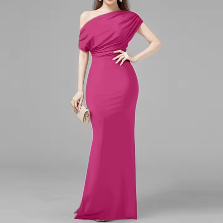Vestido de fiesta ajustado con hombros descubiertos, elegante, francés, sin mangas, primavera 2025 - 1