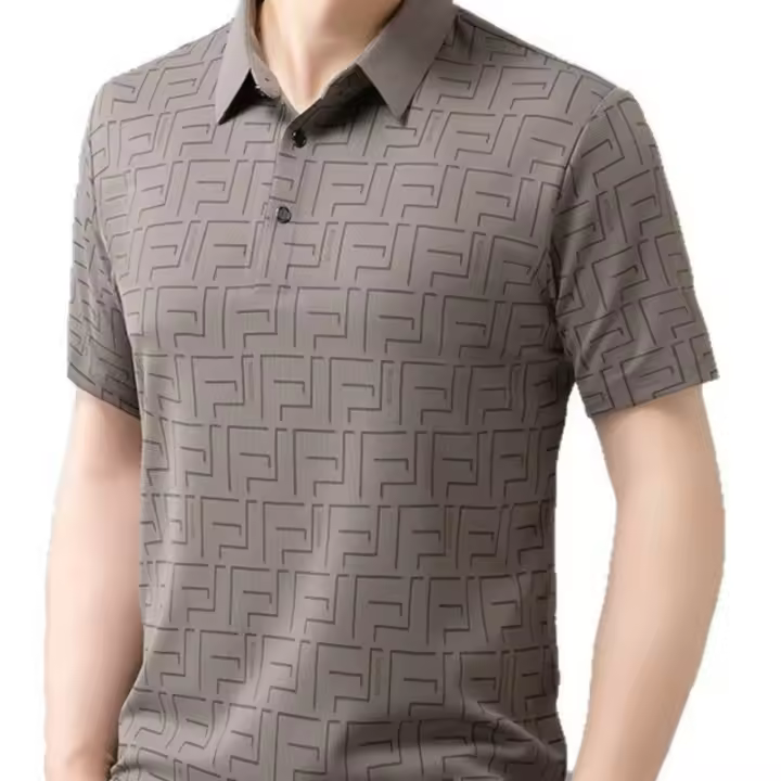Polo de Moda de Verano para Hombres Alta Gama, Estampado, Manga Corta, Transpirable, Doble Apertura - 1