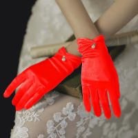 Guantes de novia de boda elegantes, tela suave, banquete, fiesta, muñeca, novia, dama de honor - details 1