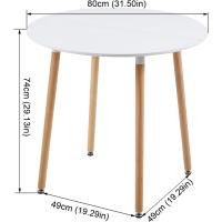 Comedor, Estilo escandinavo Mesa redonda y patas de madera de haya, 80 * 72 cm, Color blanco - details 4