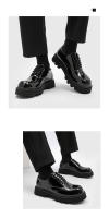 Zapatos derby de suela gruesa con punta cuadrada, zapatos negros de traje casual para jóvenes. - details 4