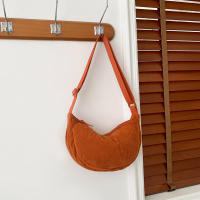 Bolso Cruzado Semi-Luna Bolso de Hombro de Pana Casual para Mujeres Bolso de Mano de Viaje de Color Sólido - details 24