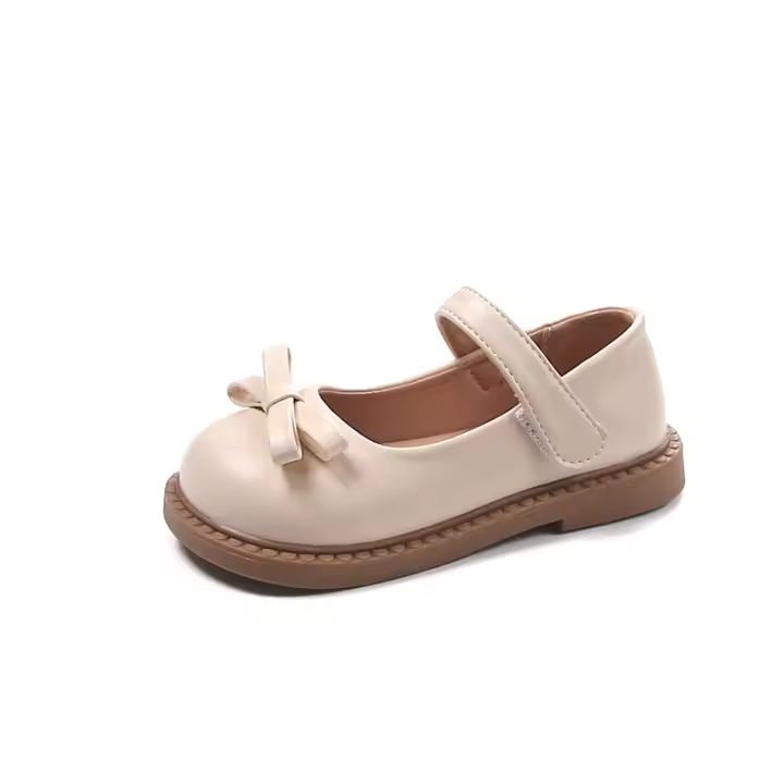Zapatos de Cuero para Niñas Suaves, Antideslizantes, Cremallera de Cordón Beige - 1