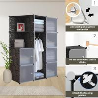 Armario Modular Organizador de Ropa de 12 Módulos para Hogar Estante de Almacenamiento para Dormitorio Negro - details 11