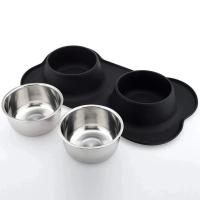 Cuenco Doble Antideslizante de Silicona para Perros Alimentador Duradero de Acero Inoxidable para Comida y Agua - details 5