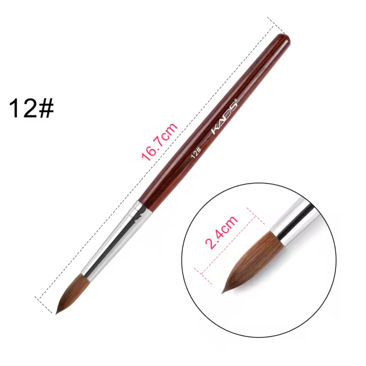 Brocha de Uñas KADS Kolinsky para Extensión de Punta Herramienta Profesional Manicura Pen Suministros Mango de Madera Rojo Plano - 1