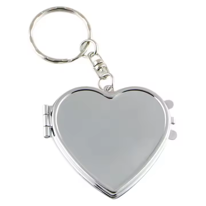 Espejo cosmético de doble cara con forma cuadrada ovalada y corazón redondo, llavero plegable de Metal, Mini espejo de maquillaje - 1