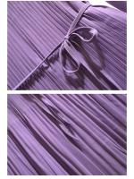 Vestido morado de gasa con volantes y cuello plisado elegante con cordones para mujer, moda coreana, corte en A, hasta la rodilla, 2024 - details 4