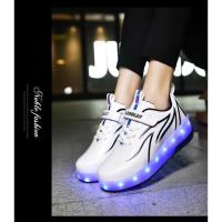 YUNICUS Led Light Boys Girls Shoe USB Charging Black Two Wheels Luminous Sneakers Roller Skate Shoes for Children Kids Led Shoes - details 14