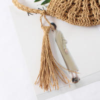 Bolso bandolera tejido para mujer con hombros suaves y cuerda de papel, beige/marrón claro, para fiestas y playa - details 4