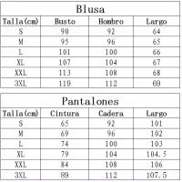 Conjunto de 2 piezas para mujer, tops y pantalones estampados, chaleco elegante, pantalones - details 0
