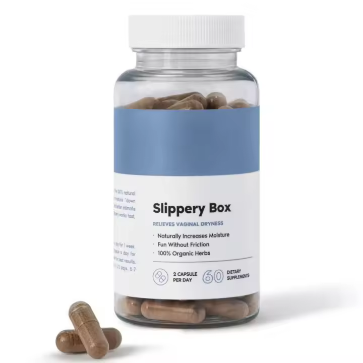 Red Elm Bark Capsules Slippery Box Lubricante e hidratante orgánico para mujeres, 60 cápsulas de acción rápida - 1