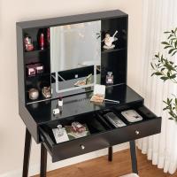 Tocador de Maquillaje con Luz, Brillo Ajustable, Mesa Cosmética con Espejo Deslizante, Tocador Pequeño con Taburete 2 Cajones Blanco EFST15M - details 15