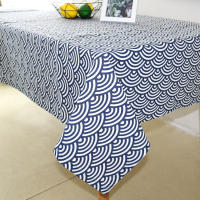 Mantel de Algodón Estilo Japonés Ripple de Mar Azul Lavable Ideal para Mesa de Café y Comedor - details 7
