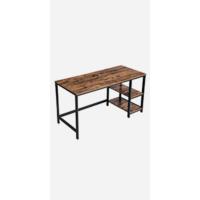 Mesa de Escritorio Industrial Pequeña Oficina, Estación de Trabajo, Telétrabajo, Estudio, Dormitorio 50 x 100 x 76 cm Marrón Rústico y Negro Tinta - details 19