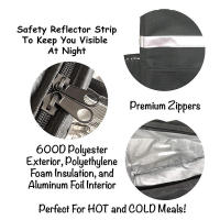Bolsa térmica extra grande de 35L, impermeable, negra, con asa para el hombro, para entrega y capacidad para alimentos frescos. - details 9