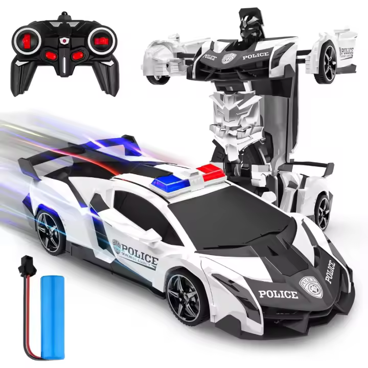Coche RC de Robótica Transformable 2.4Ghz Juego de Policía Rotación de 360° Drift - 1