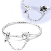 Collar clásico de Plata de Ley 925 para mujer, collar circular Simple, compatible con cuentas originales, joyería de cumpleaños y boda - details 19
