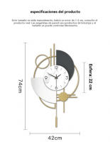 Reloj de Pared Dorado Reloj de Salón Grande Redondo 3D Reloj de Metal Silencioso Geométrico con Escala - details 9