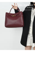 Nuevo Bolso de Mujer Tejido con Hebilla de Cuerda de Metal Bolso de Mano Portátil Retro - details 1