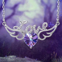 Collar de diseño con alas de plata, combinación de corazón para cumpleaños, regalo de San Valentín - details 1