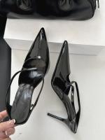 Bolsa de tacón fino de charol puntiagudo cabeza media zapatillas mujer desgaste nueva plata tacón alto medio Toller zapatos individuales - details 4