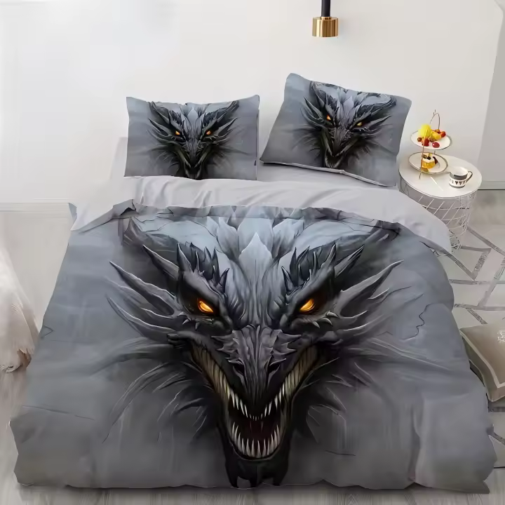 Juego de Cubierta de Edredón de Dragón Angry 3D Estilo de Tema de Animal para Ropa de Cama - 1