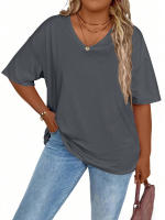 Camiseta de manga corta para mujer, ropa de talla grande, Tops informales a la moda - details 9