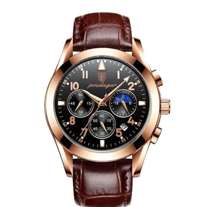 Reloj de Negocios de Acero Inoxidable de Alta Gama Resistente al Agua, Luminoso, Automático, Correa de Cuero Estilo Formal - 1