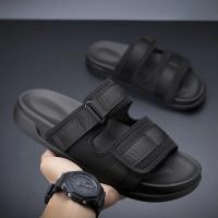 Zapatillas de lona con doble botón para hombre, zapatos de playa impermeables y antideslizantes, suela suave, moda de verano - details 3
