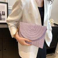 Bolso cruzado de hombro tejido de paja para mujer, bolso de mano de playa, bolsos de sobre hechos a mano informales de verano - details 1