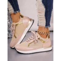 Zapatillas de deporte para mujer, nuevas y cómodas zapatillas deportivas con plataforma de cuero parcheado para correr al aire libre, informales, cómodas y a la moda - details 20