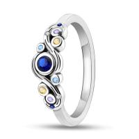 Anillo de plata de ley con circonita cúbica y cielo estrellado geométrico - details 12