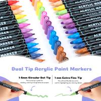 Plumas de Pintura Acrílica de Doble Punta 12/24/36/48 Colores para Pintura en Madera, Lienzo, Piedra, Vidrio, Cerámica Artesanías DIY - details 5