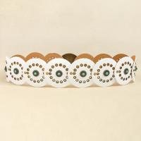 Cinturón de disco bohemio ancho exagerado con remaches, pretina de cuero occidental ajustable Y2k turquesa para mujer, cinturón Vintage para chica picante - details 5