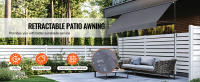 SucceBuy Toldo de patio retráctil, con manivela manual. Altura ajustable. Toldo para patio al aire libre, adecuado para patio, balcón, patio. - details 0