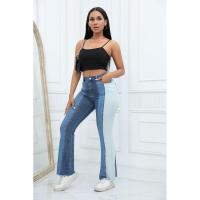 Vaqueros de cintura alta para mujer, contraste de color, elásticos, pantalones de moda coreana - details 7