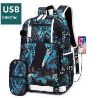 Mochilas impresas de moda para hombres y mujeres, estudiantes de secundaria y estudiantes de secundaria, interfaz usb, mochilas con patrones geométricos personalizados - details 26