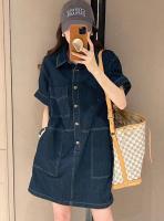 Vestido de Denim para Mujer de Moda Estilo Suelto, Cuello de Polo, Falda Midi en Forma de H - details 14