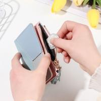 Bolso de cuero PU para mujer, monedero moderno, tarjetero, billetera corta, monedero con cremallera, carteras con paneles de retazos - details 7