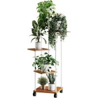 Estantería de Madera para Plantas de 5 Niveles con Ruedas Opcionales Soporte para Plantas, Banco de Flores, Escaleras para Plantas Para Interior, Jardín, Balcón, Decoración - details 0