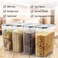 Contenedores de almacenamiento de alimentos, Wildone herméticos para cereales para azúcar, harina, refrigerios, suministros para hornear, a prueba de fugas con tapas de bloqueo negras – Juego de 4 - details 1